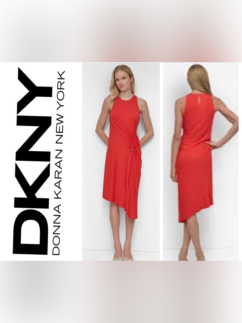 DKNY  Asymmetrical Sleeveless Twist-Detail Dress